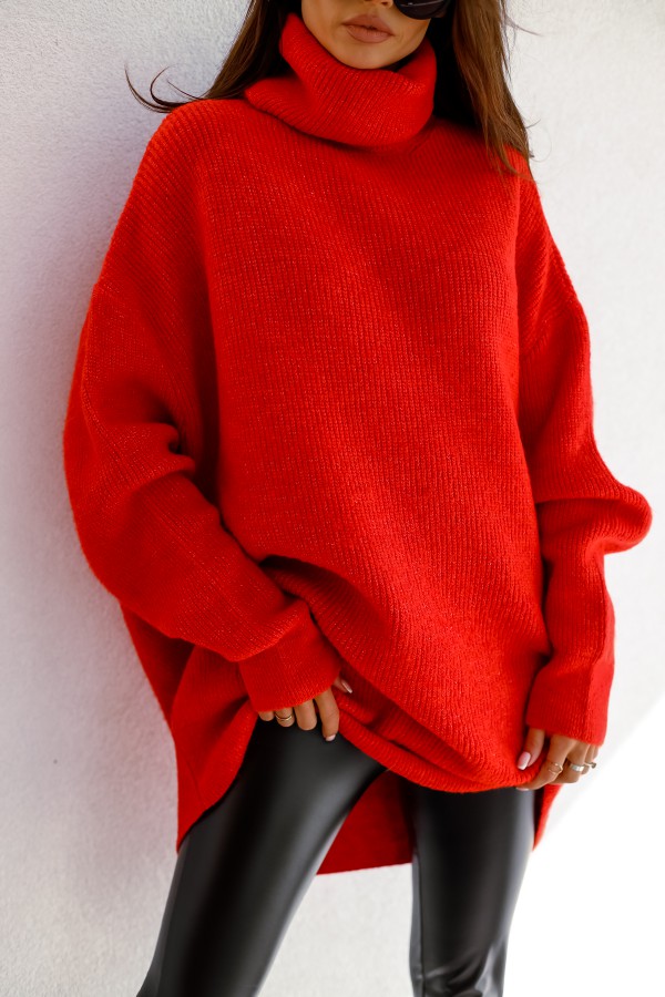 Moda Swetry Swetry z golfem Delmod Sweter z golfem czerwony Wydrukowane logo W stylu casual 