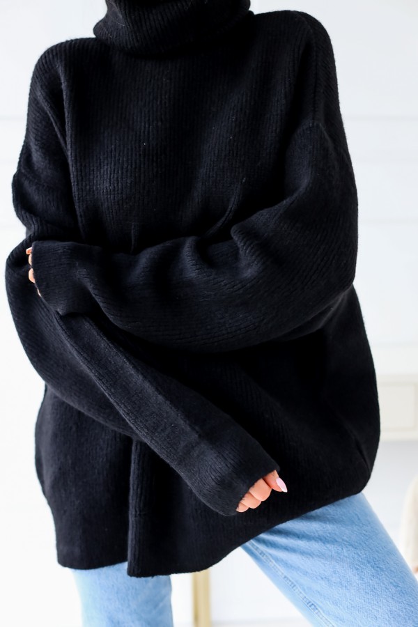 Moda Swetry Swetry z golfem Zara Knit Sweter z golfem czarny W stylu casual 