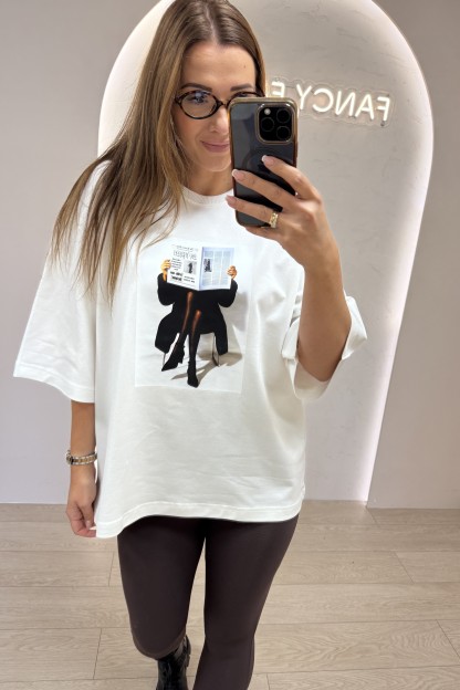 T-SHIRT LA MILLA NEWS BIAŁY