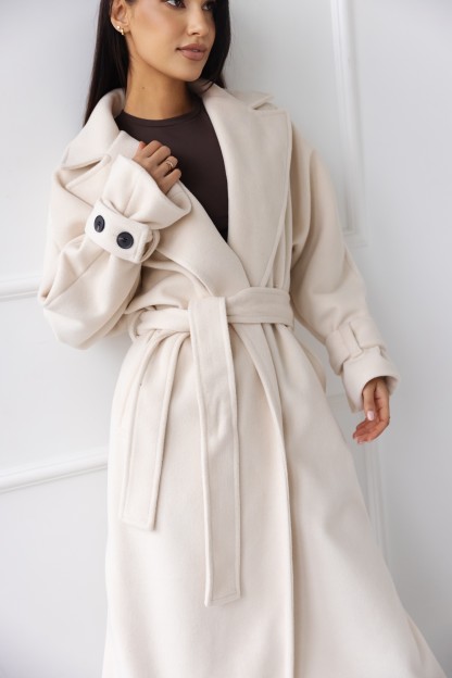 PŁASZCZ LYON Z WIĄZANIEM ECRU